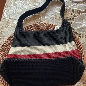 The sak Stylish Black, Cream, and Red Handbag